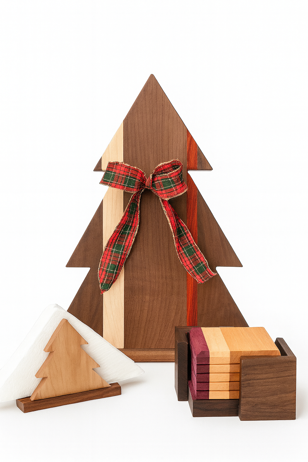 CHRISTMAS TREE BUNDLE – Serving Tray, Napkin Holder & Coaster Set