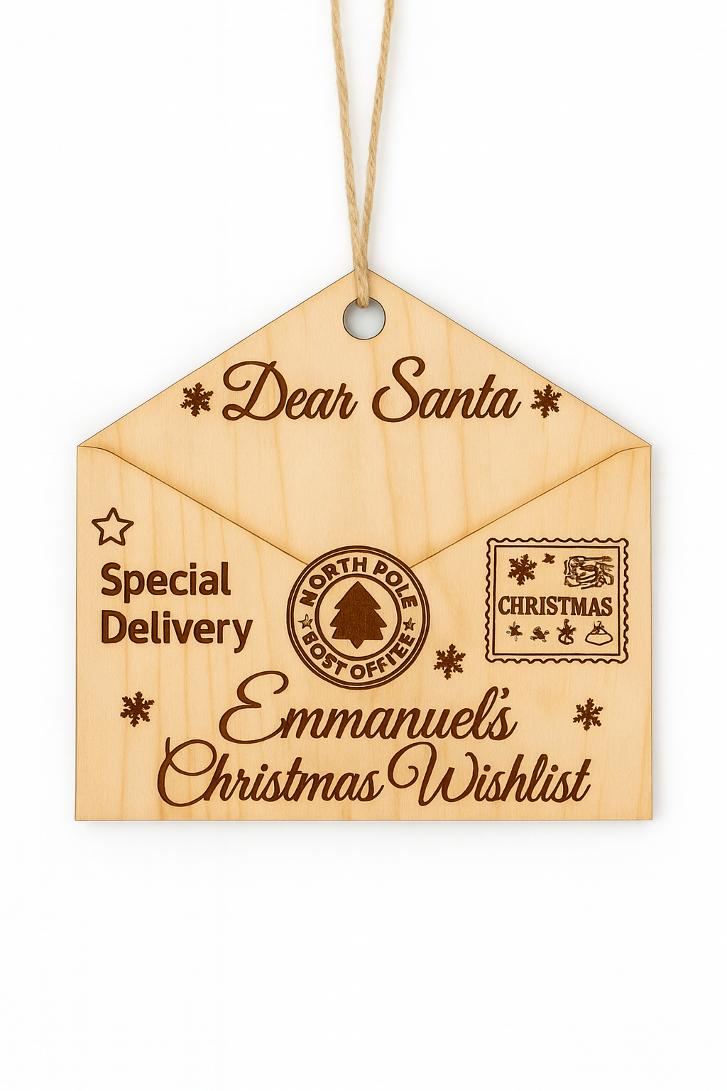 Dear Santa Wooden Wishlist Ornament