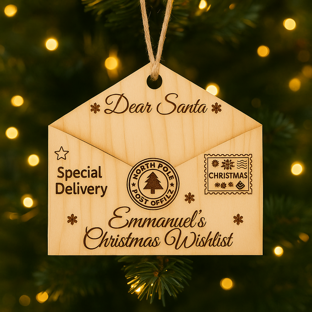 Dear Santa Wooden Wishlist Ornament