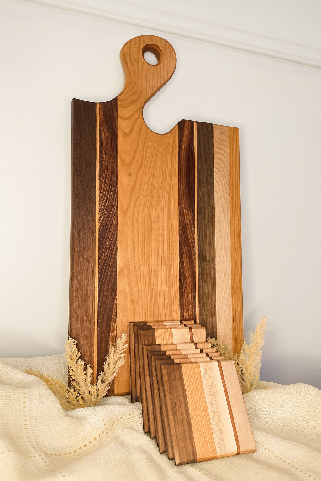 Large Hardwood Serving Board with Handle
