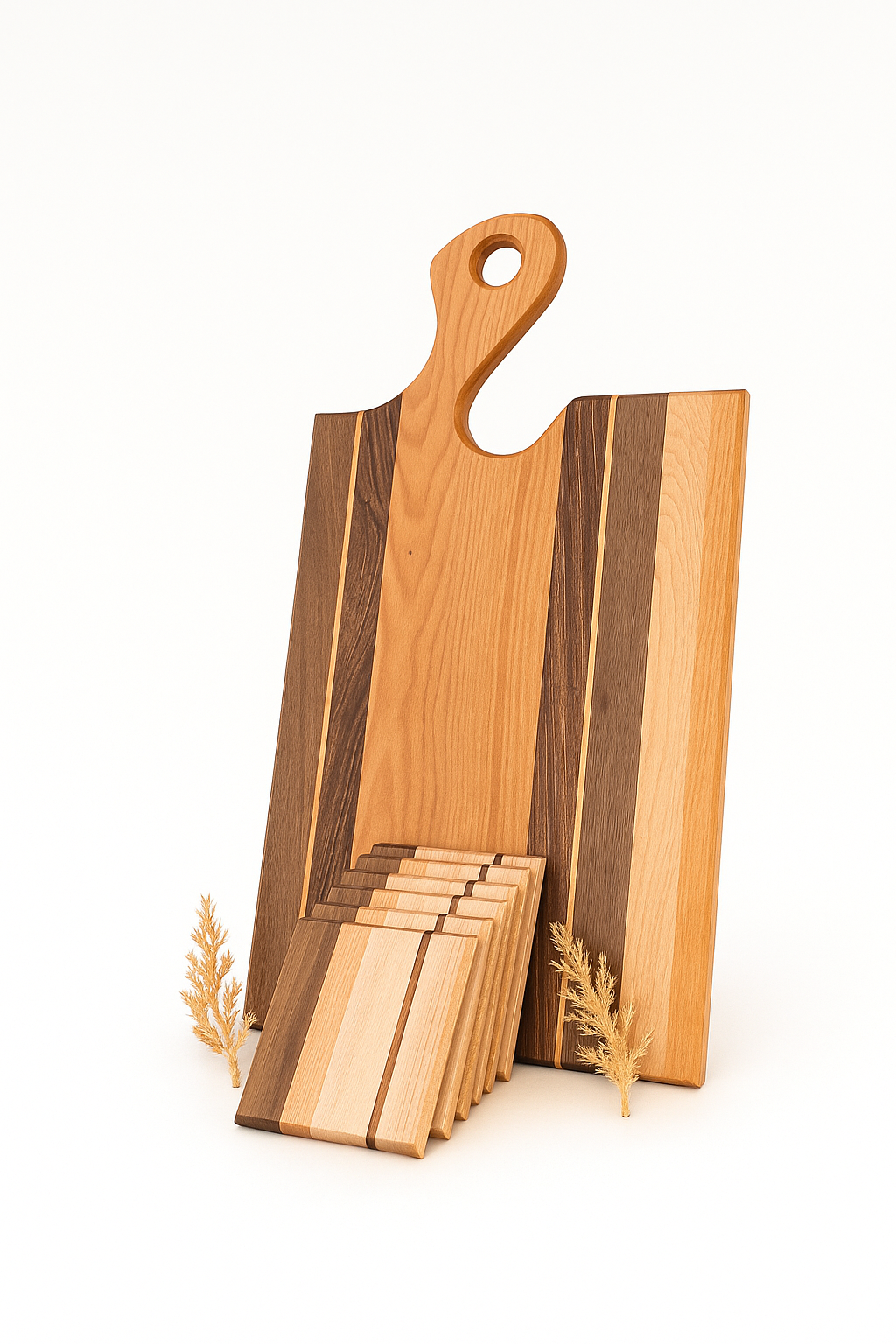 Large Hardwood Serving Board with Handle