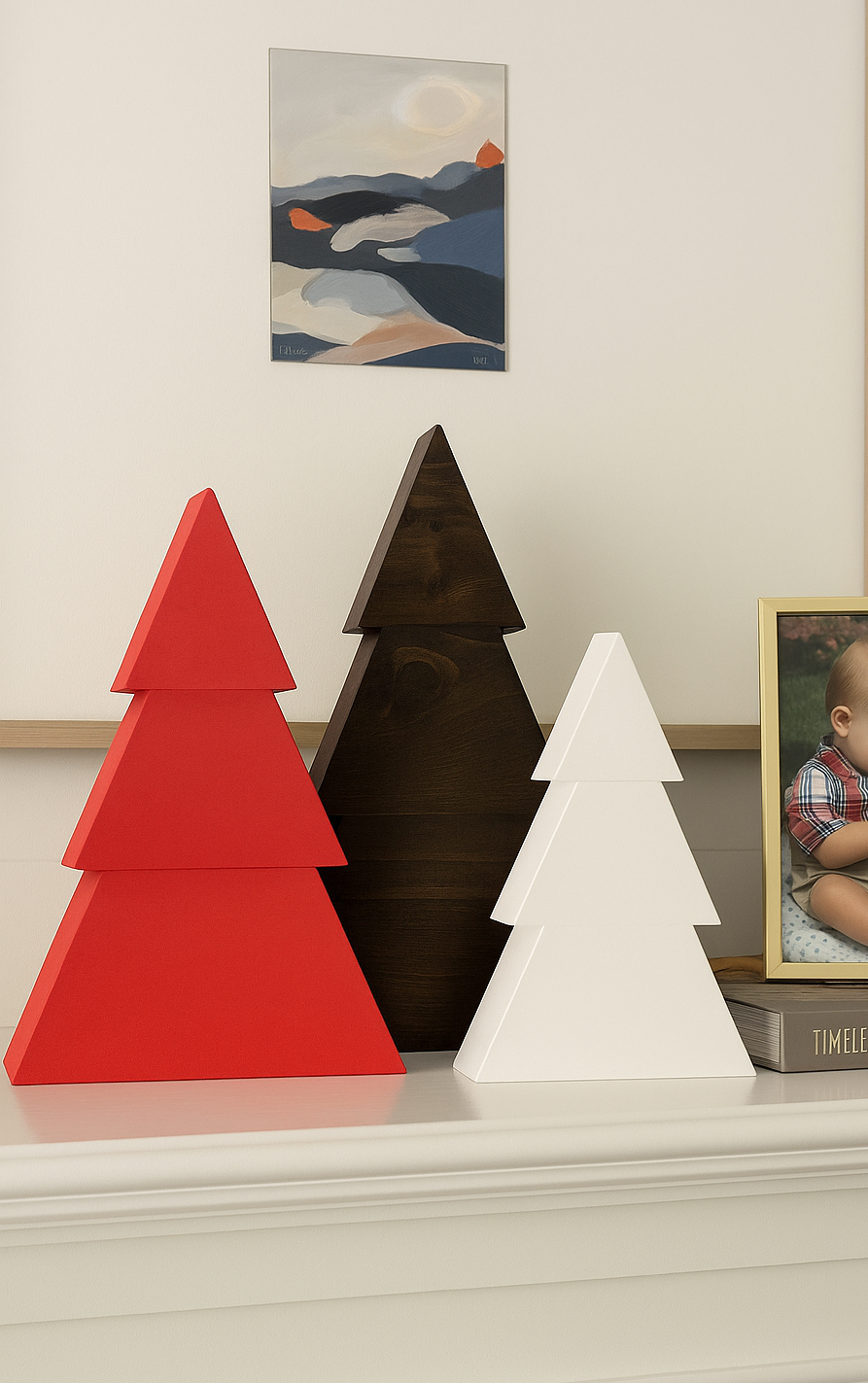 Wooden Christmas Tree Set (Set of 3)
